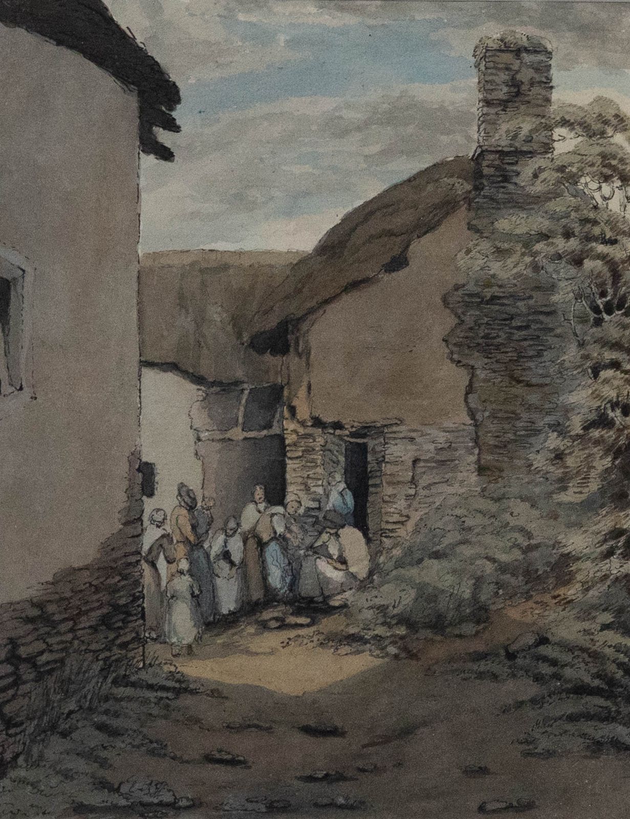 E.A. Kitson Framed Mid 19th Century Watercolour, Figures In An Alleyway photo furniture