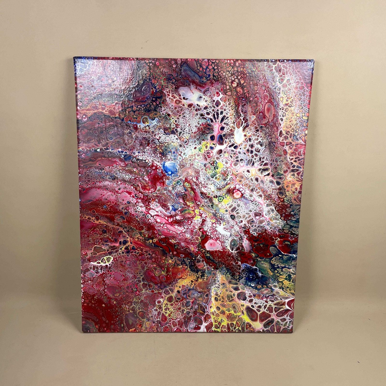 Vintage Marbled Painting Picture Original Artwork Canvas Marble Pattern Wood Frame Painted Art Rectangle 51.1x41cm Wall Hanging Marbling photo for sale