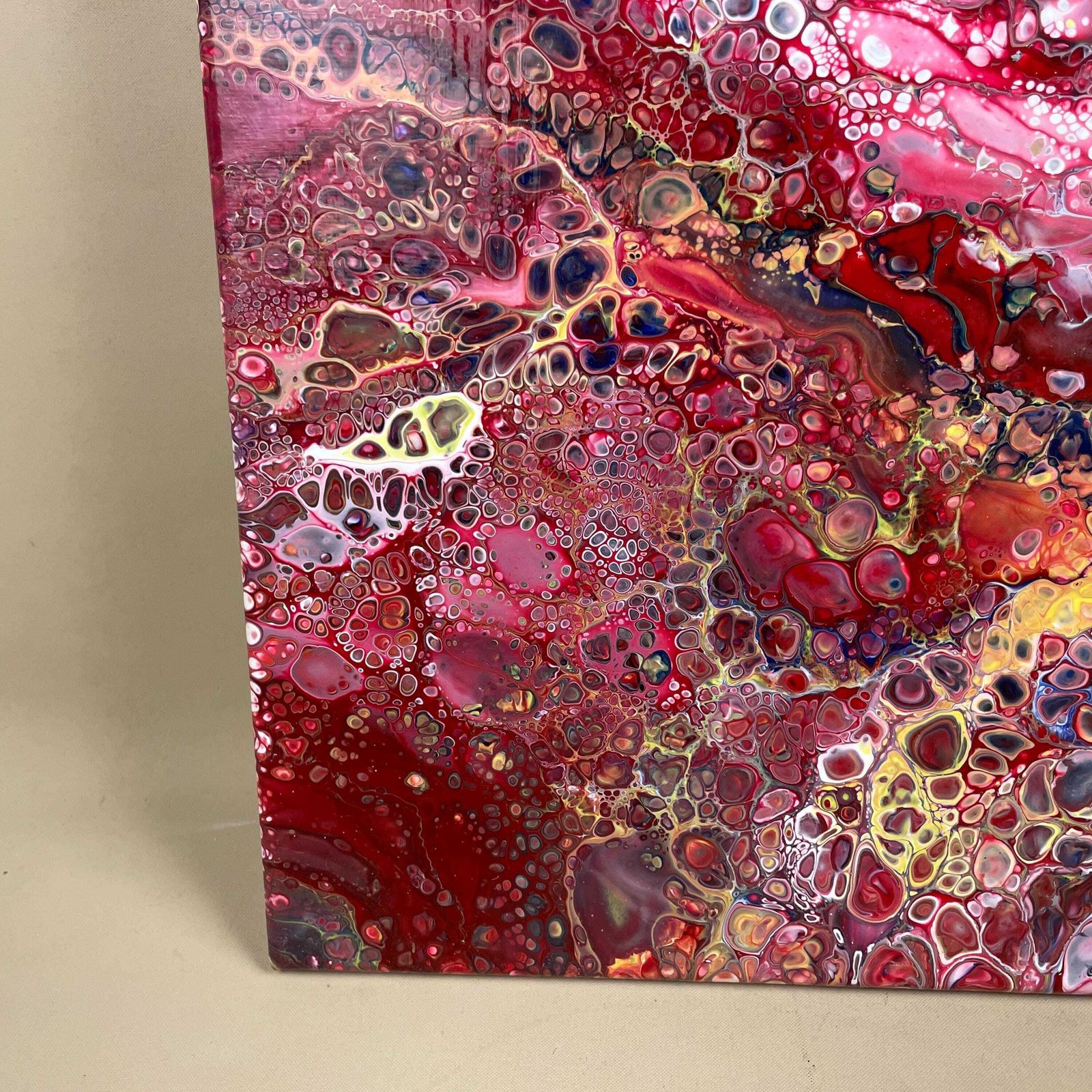 Vintage Marbled Painting Picture Original Artwork Canvas Marble Pattern Wood Frame Painted Art Rectangle 51.1x41cm Wall Hanging Marbling photo vinterior
