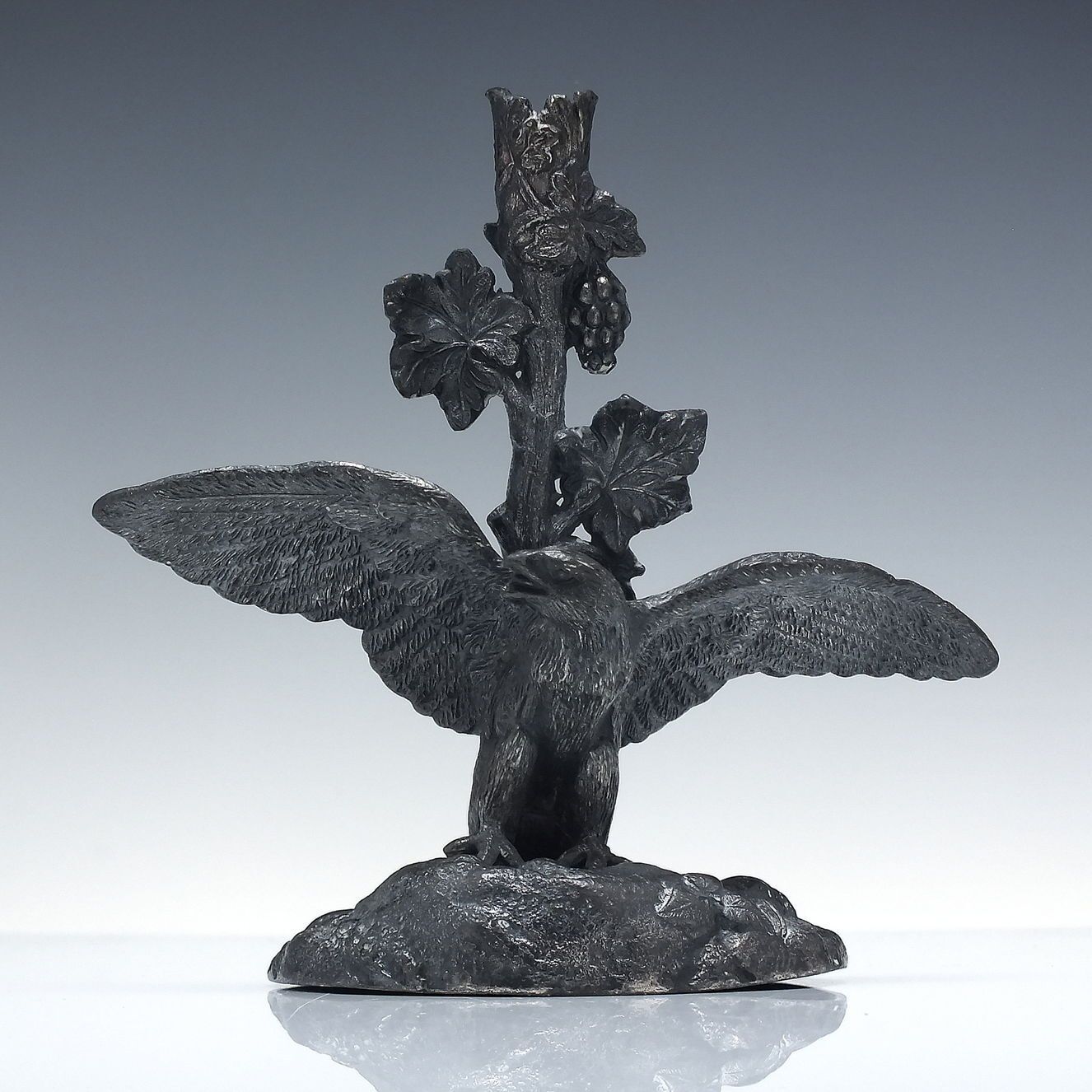photo for sale Art Nouveau Glass Epergne In Eagle Pewter Stand C1890