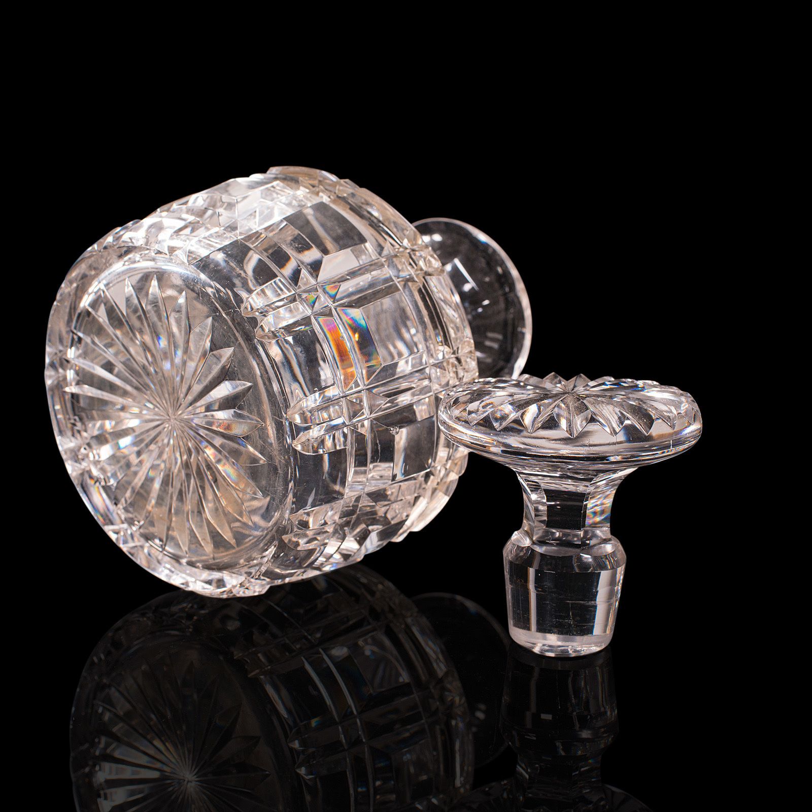 Pair, Antique Sherry Decanters, English, Glass, Spirit, Liquor Flask, C.1910 photo buy