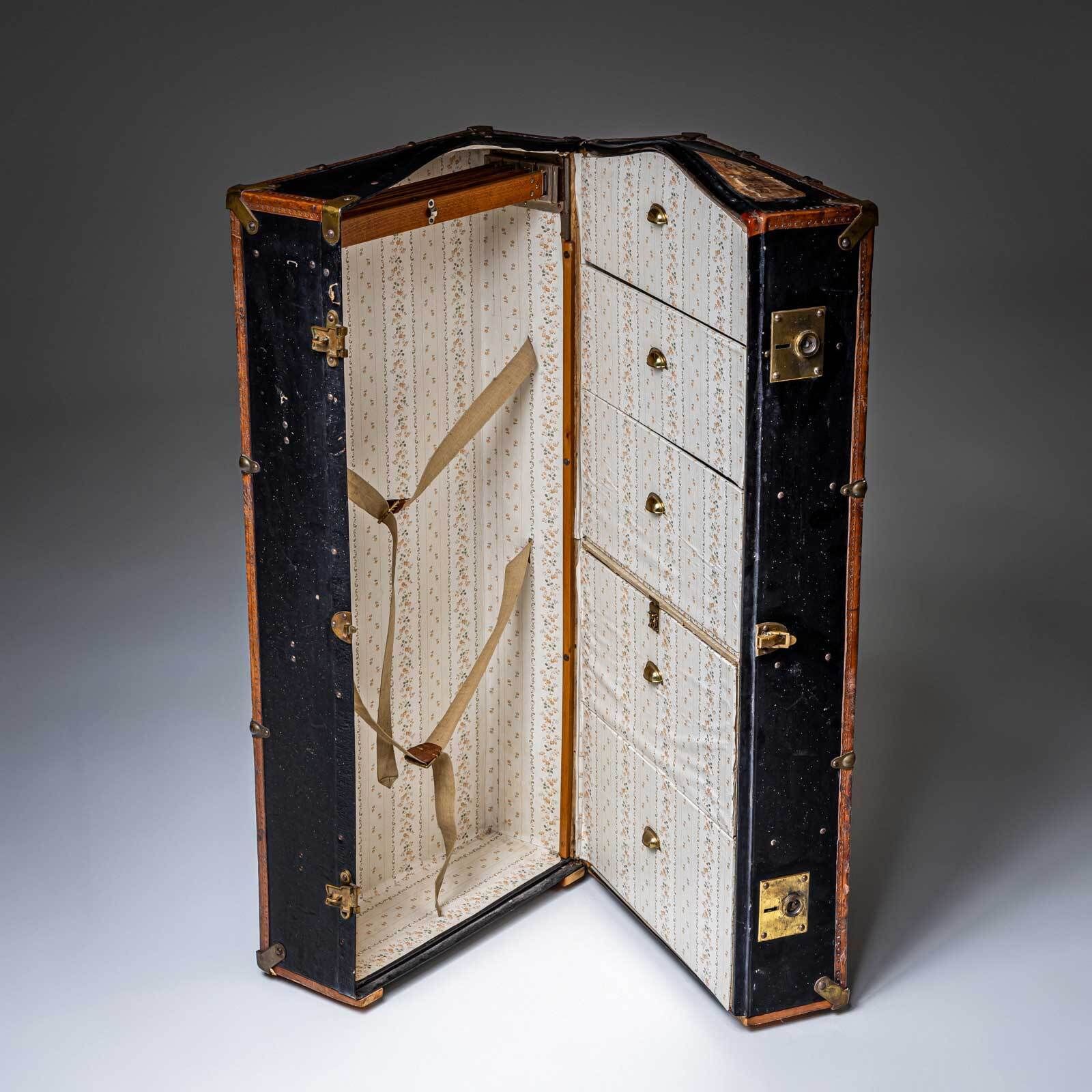 Leather Wardrobe Trunk, Probably Germany, Early 20th Century photo for sale
