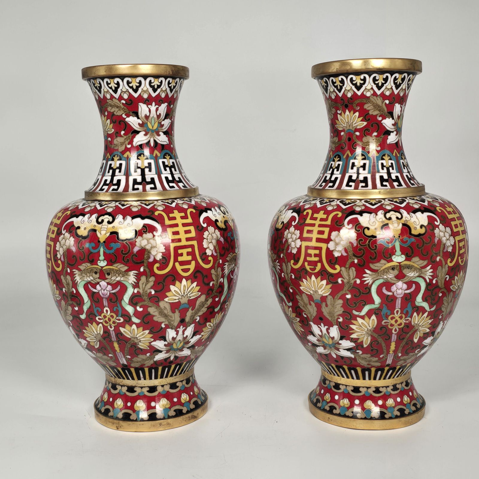 A Pair Of Chinese Vintage Cloisonné Vases  Circa 1930 photo furniture