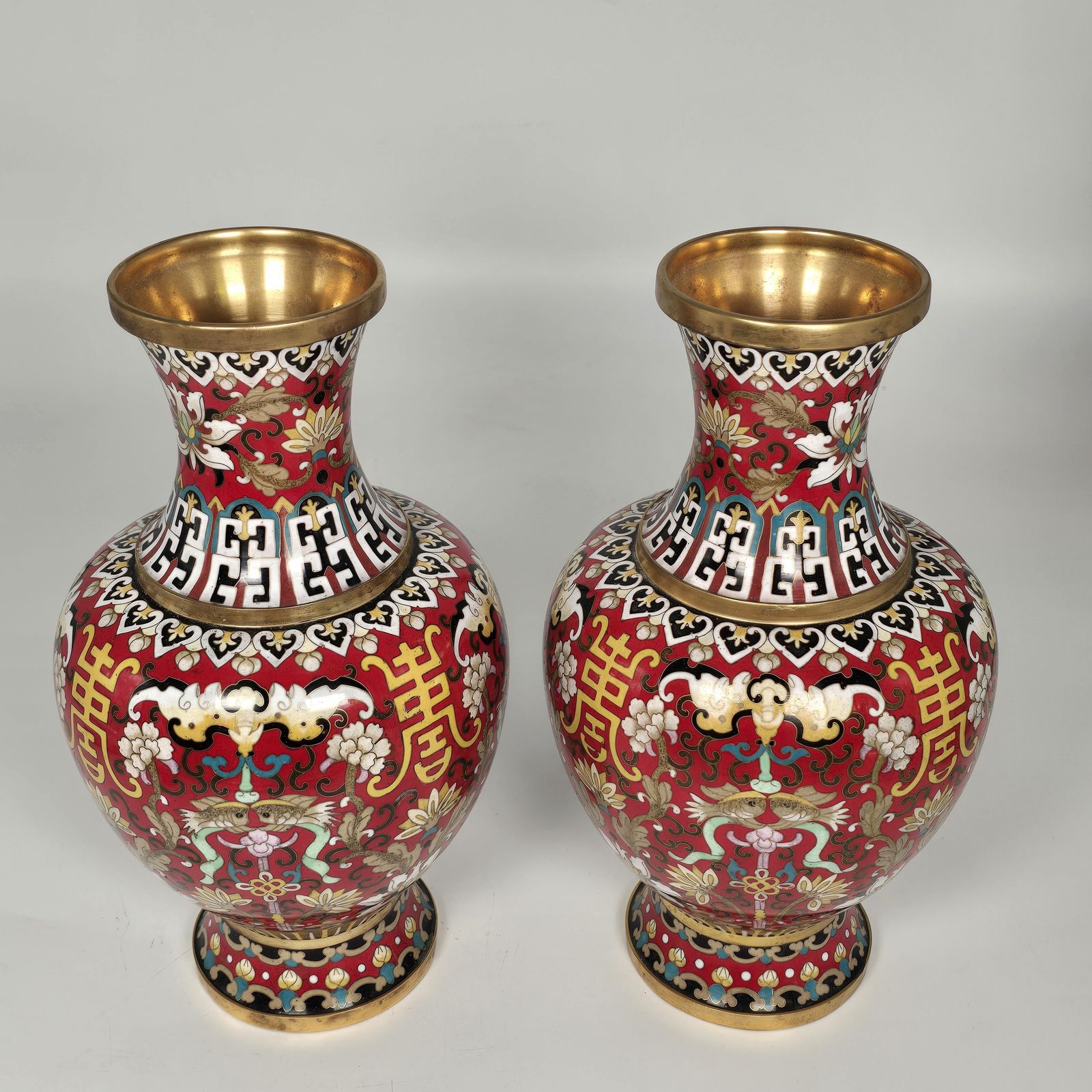 A Pair Of Chinese Vintage Cloisonné Vases  Circa 1930 photo vintage
