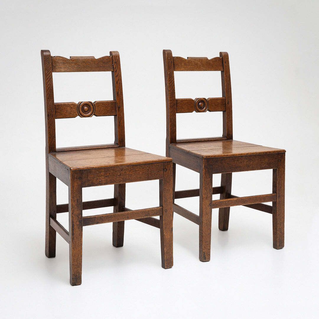 Pair Of Georgian Side Chairs In Oak, Late 18th Century photo furniture