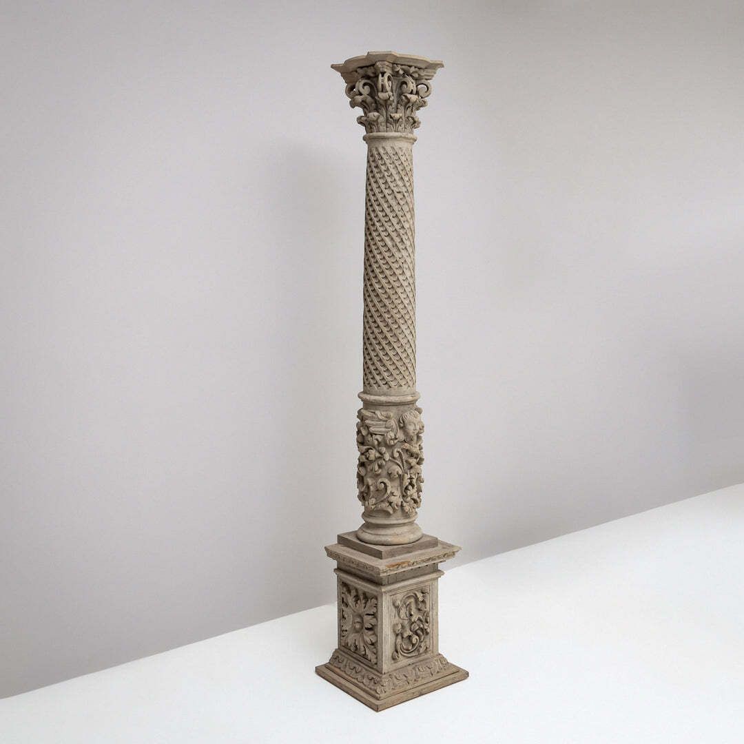 Historicist Wooden Column, 19th Century
