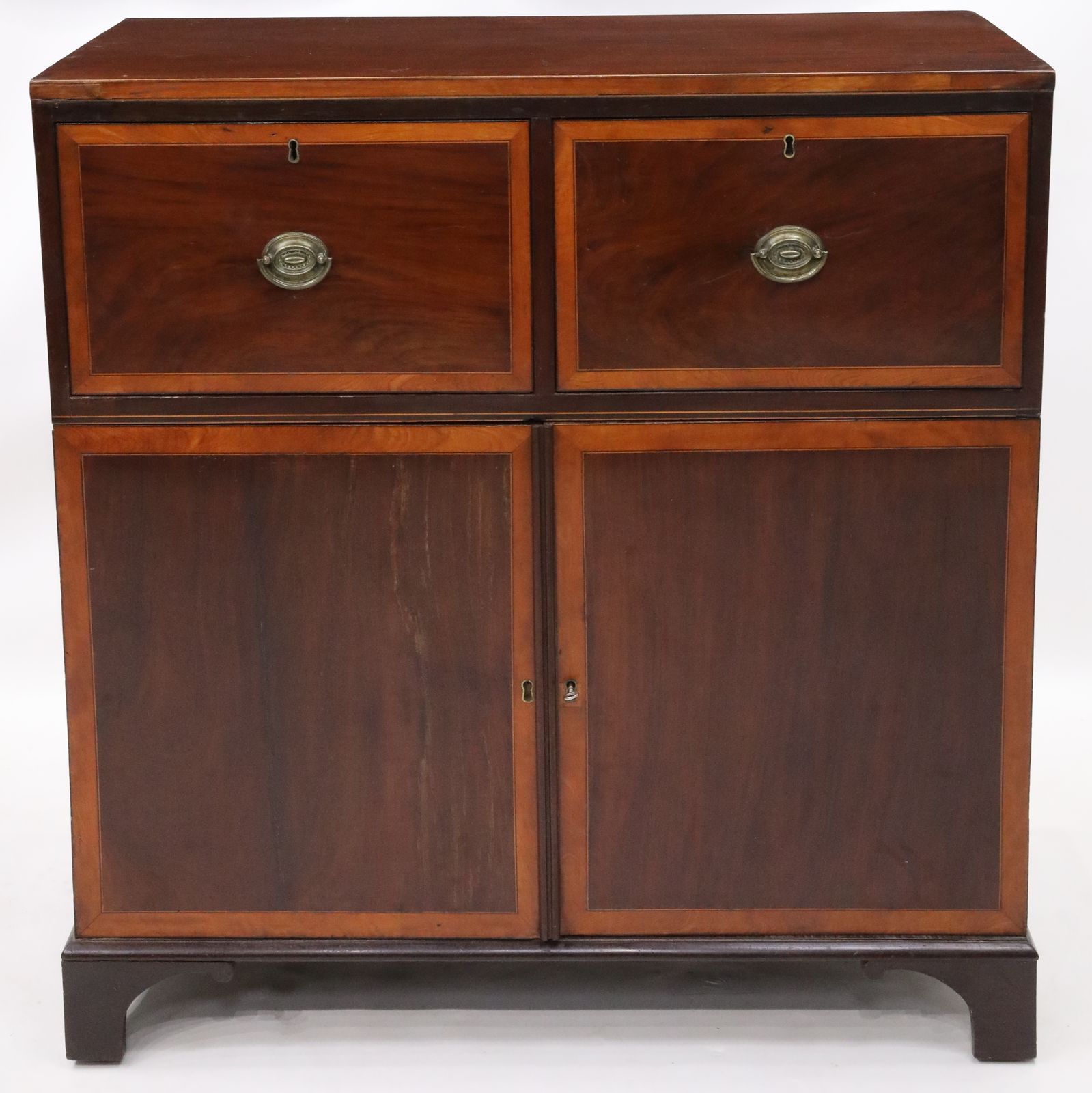 Antique Low Mahogany Linen Press 2 Drawers 2 Drawers Free Uk Delivery photo furniture