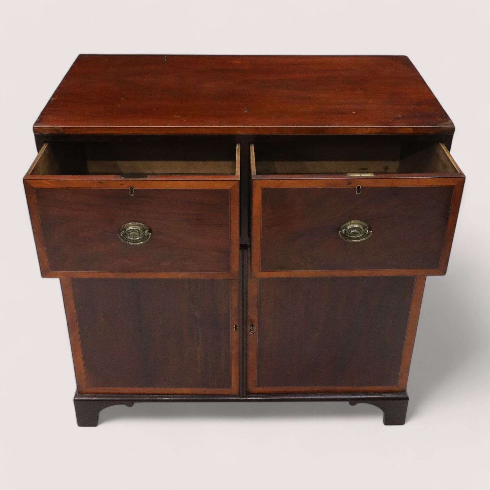 Antique Low Mahogany Linen Press 2 Drawers 2 Drawers Free Uk Delivery photo for sale