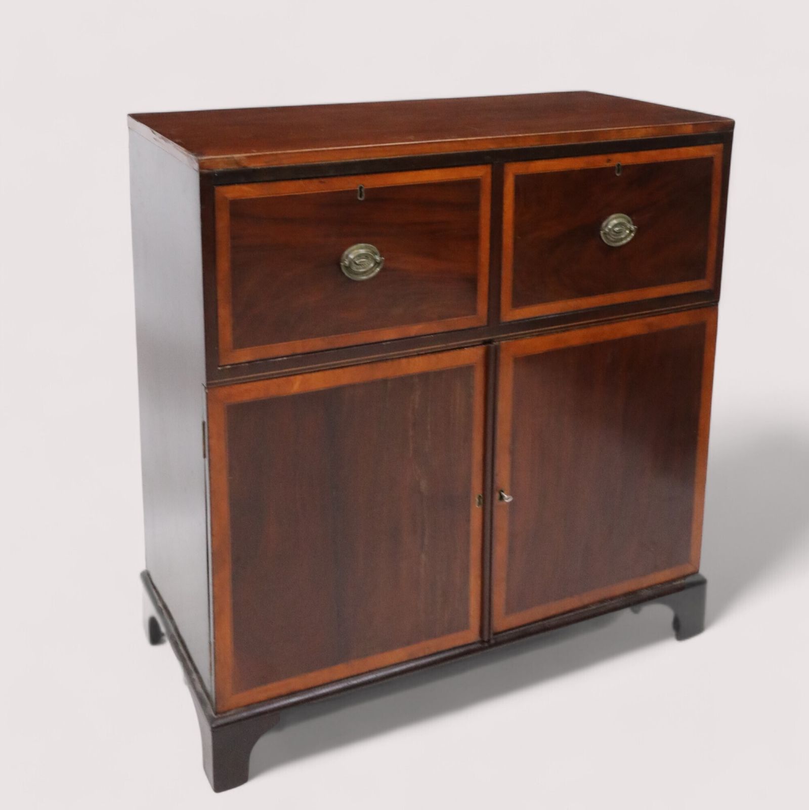 photo vintage Antique Low Mahogany Linen Press 2 Drawers 2 Drawers Free Uk Delivery