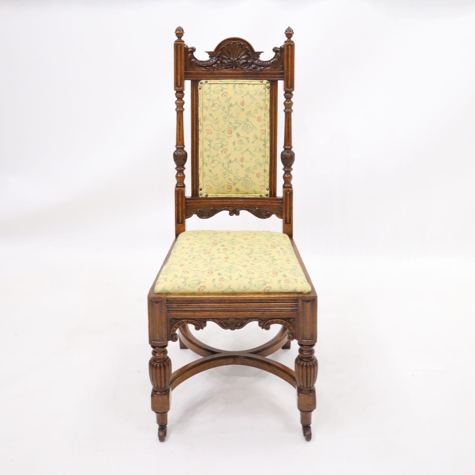 photo for sale Antique Carved Hall Chair With Upholstered Seat And Back Free Delivery