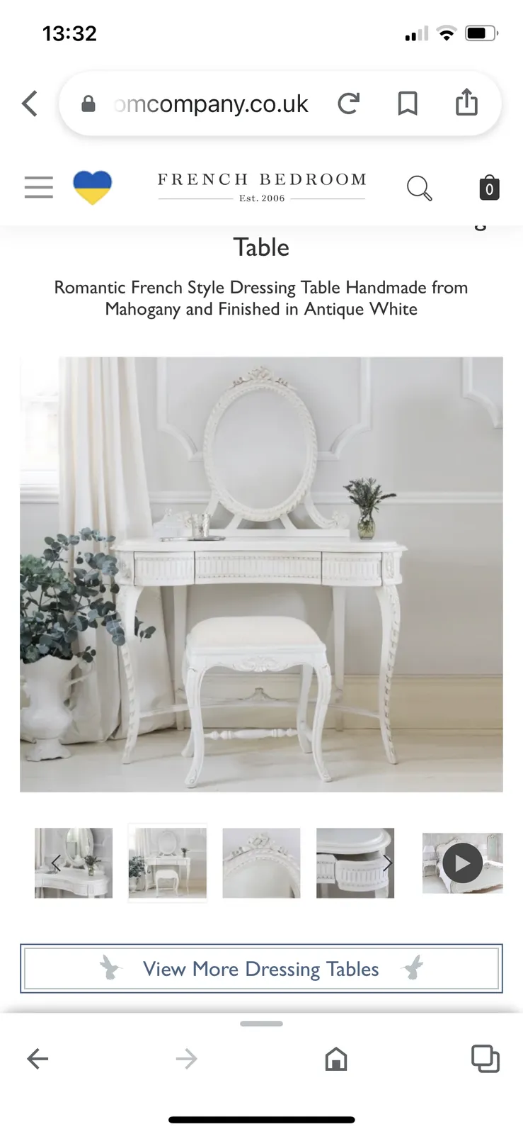 Provençal Carved Antique White Dressing Table   The French Company photo furniture
