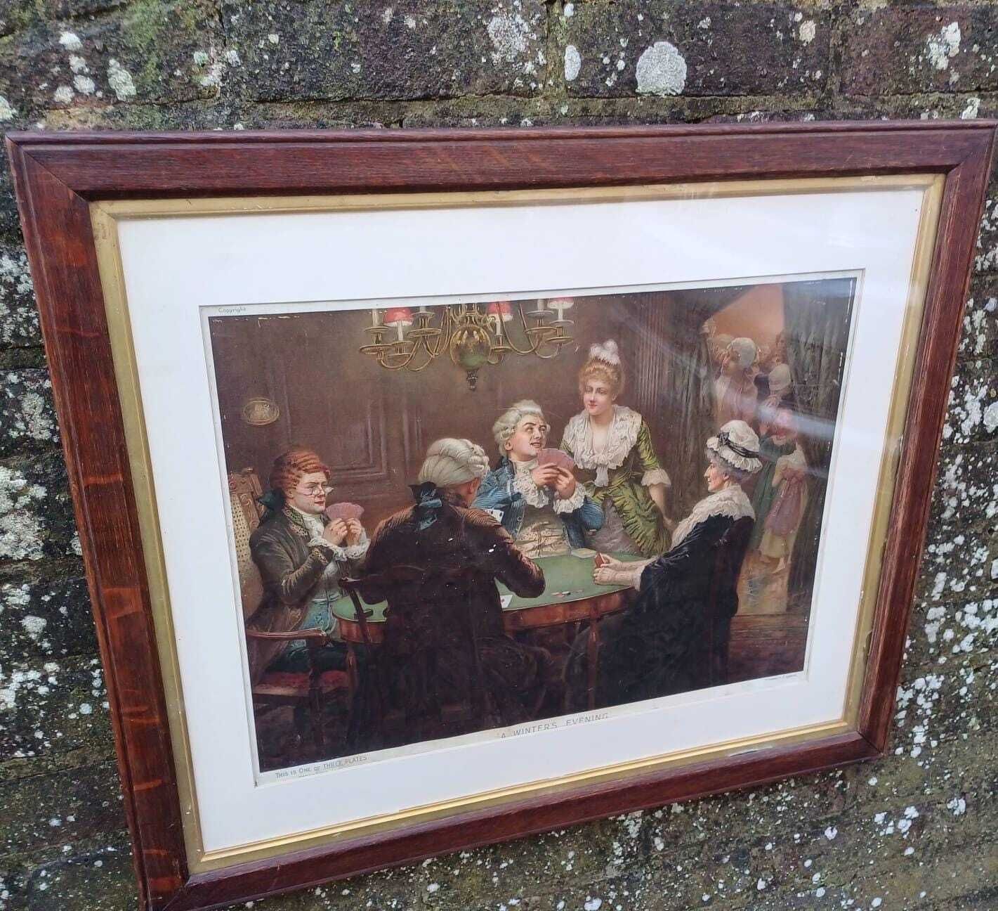 Original Antique Pears Soap Advertising Poster – “A Winters Evening” By Edward Frederick Brewtnall 1908 In 1900s Heavy Wooden Glazed Frame
