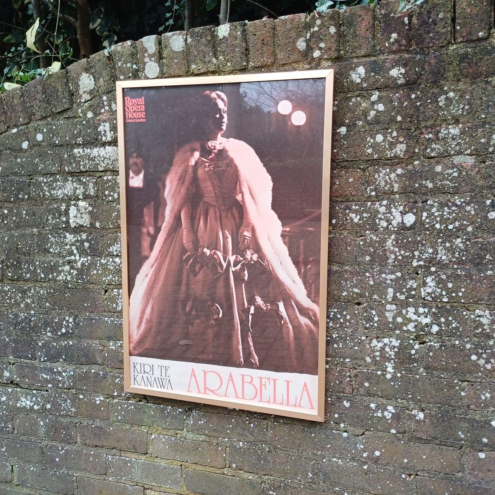 1977 Vintage Opera Poster Of Dame Kiri Te Kanawa In Arabella At The Royal Opera House, In Retro Vintage Metal Frame   Large Retro Poster photo vinterior