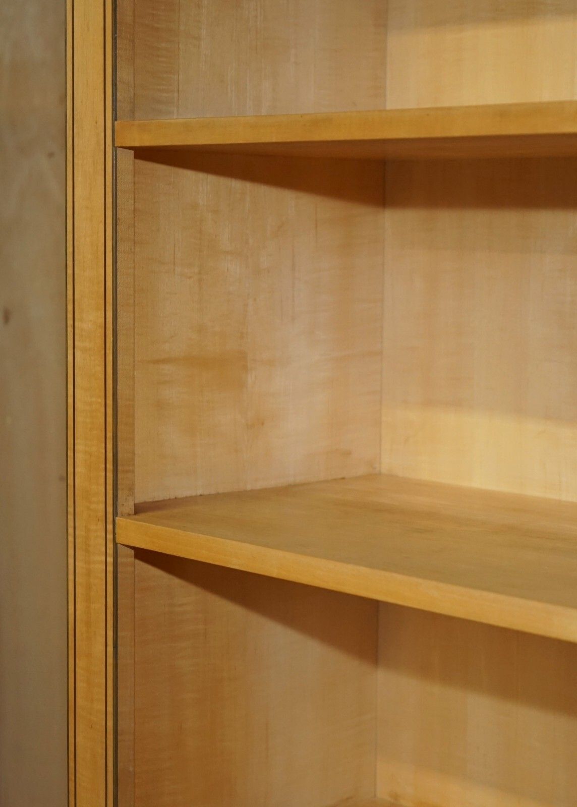 Pair Of Huge 2.5 Meter Tall Satin Birch & Walnut Steeple Top Library Bookcases photo vintage