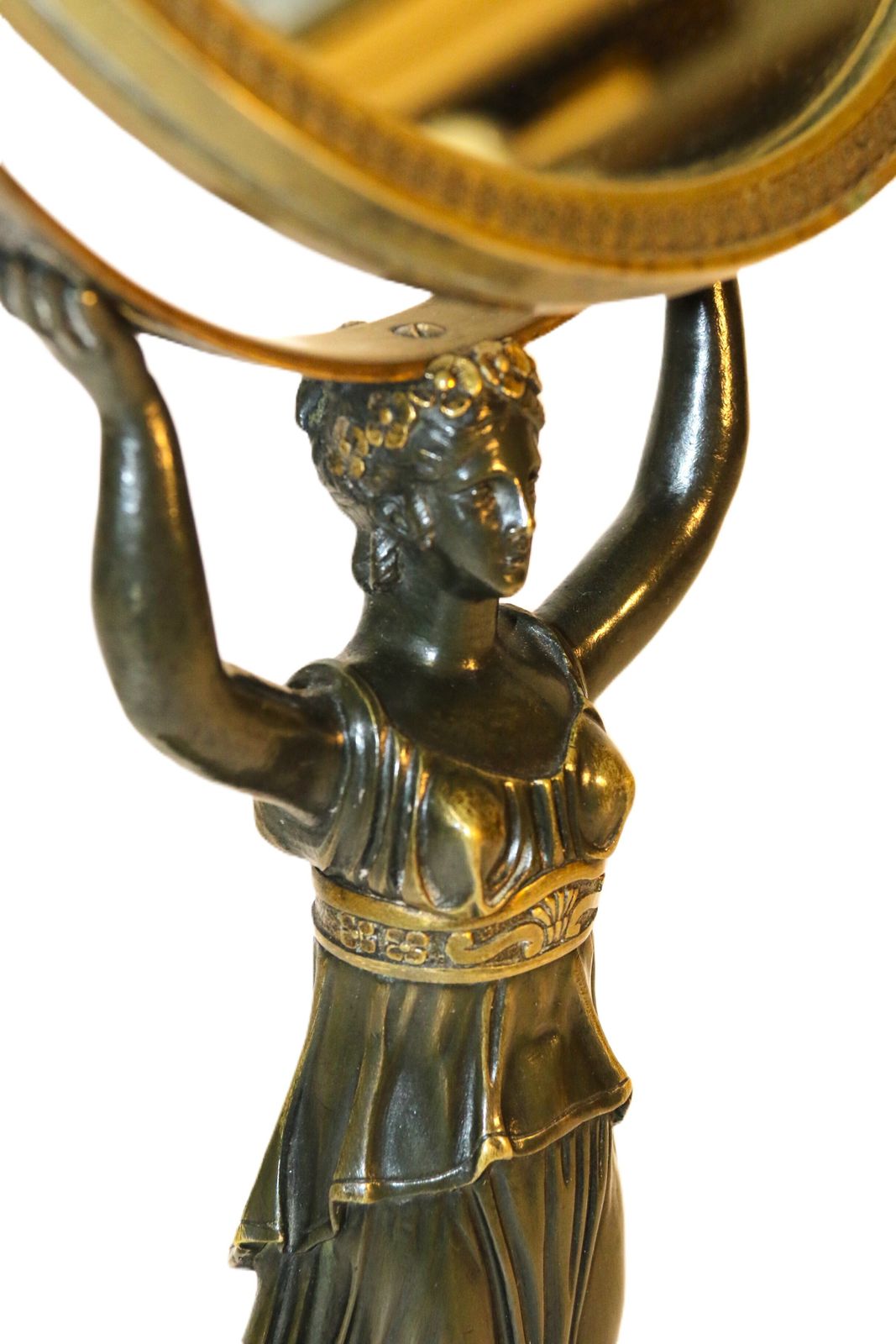 A 200 Years Old French Bronze Empire Period Adjustable Pedestal Mirror, Circa 1820 photo buy