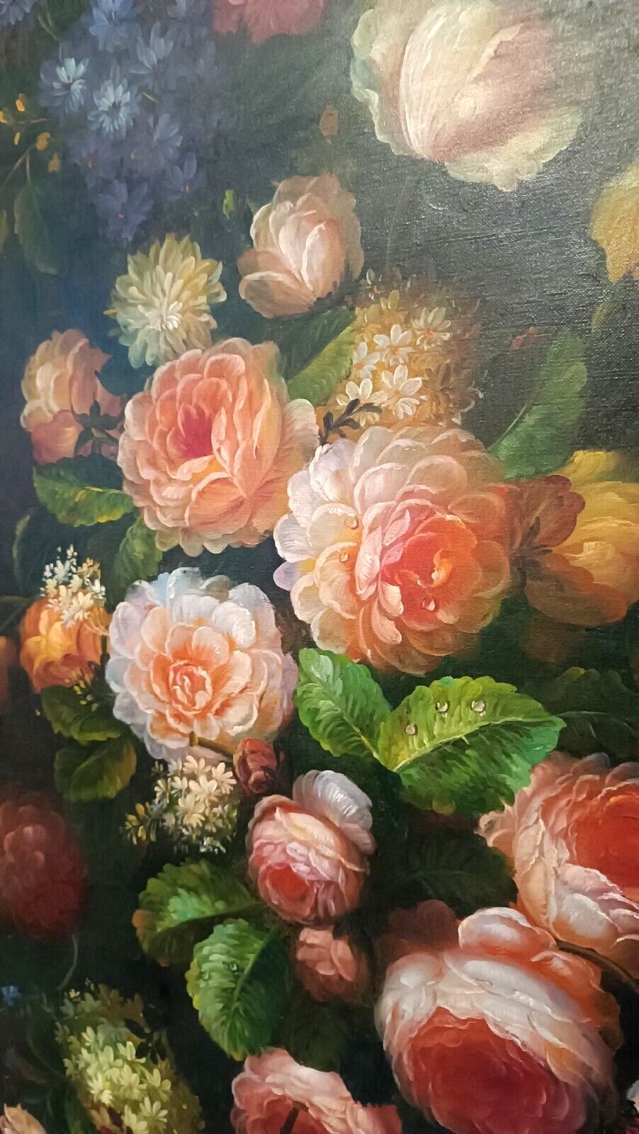 Large Painting Oil On Canvas Flower Vase Signed Archangel Monzio Compagnoni photo buy