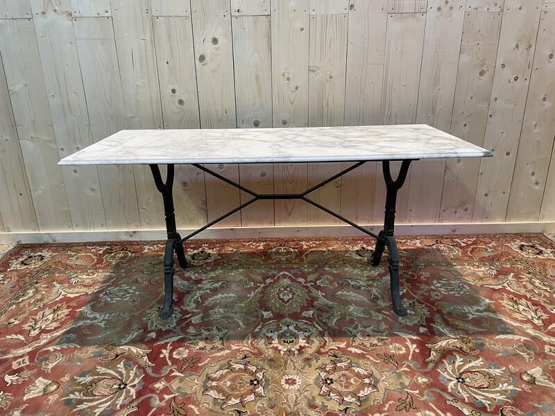 Table De Bistrot En Fonte Et Marbre photo for sale