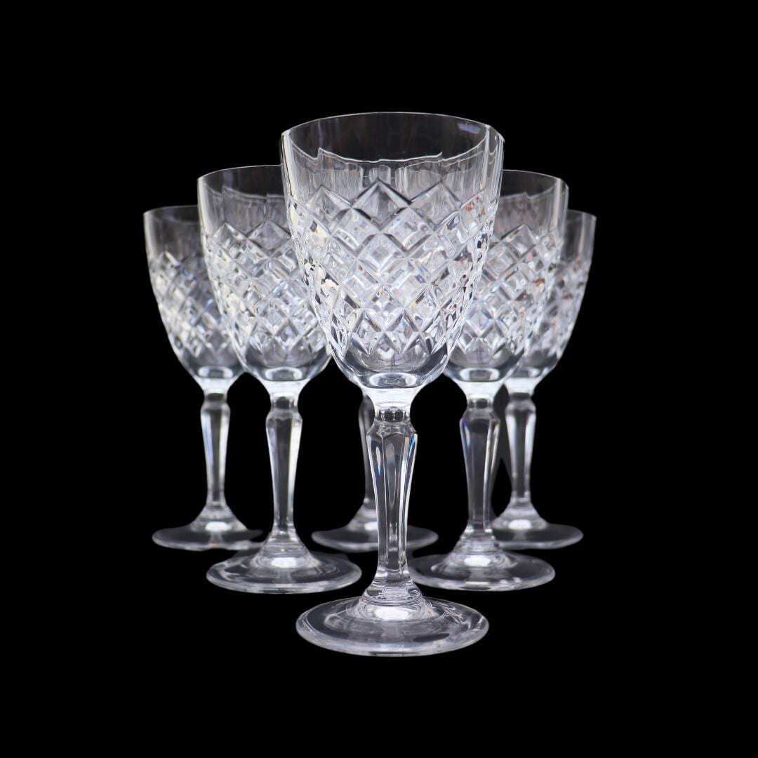 Vintage Set Of 6 Crystal D'arques Durand Dauphine Pattern Wine Glasses H 6.2