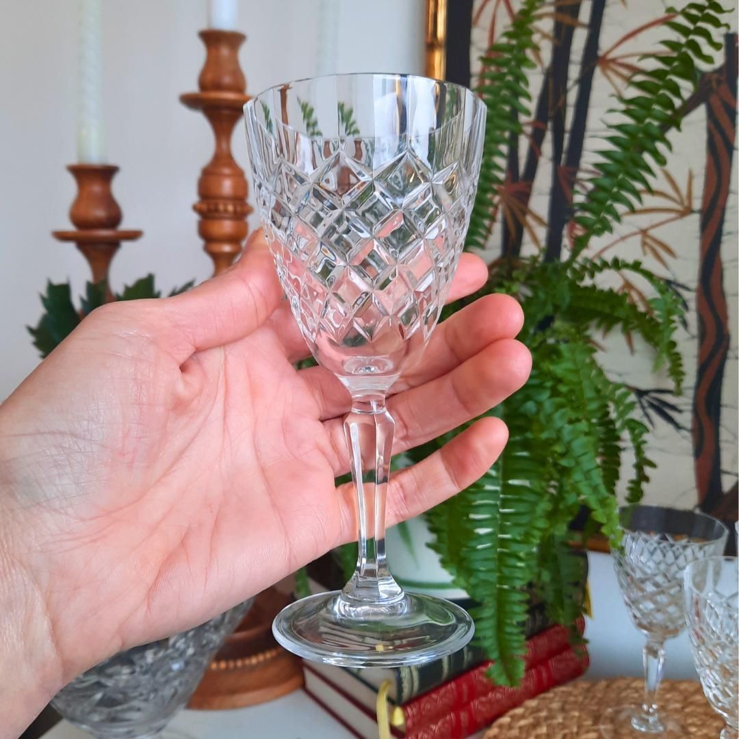 Vintage Set Of 6 Crystal D'arques Durand Dauphine Pattern Wine Glasses H 6.2 photo furniture
