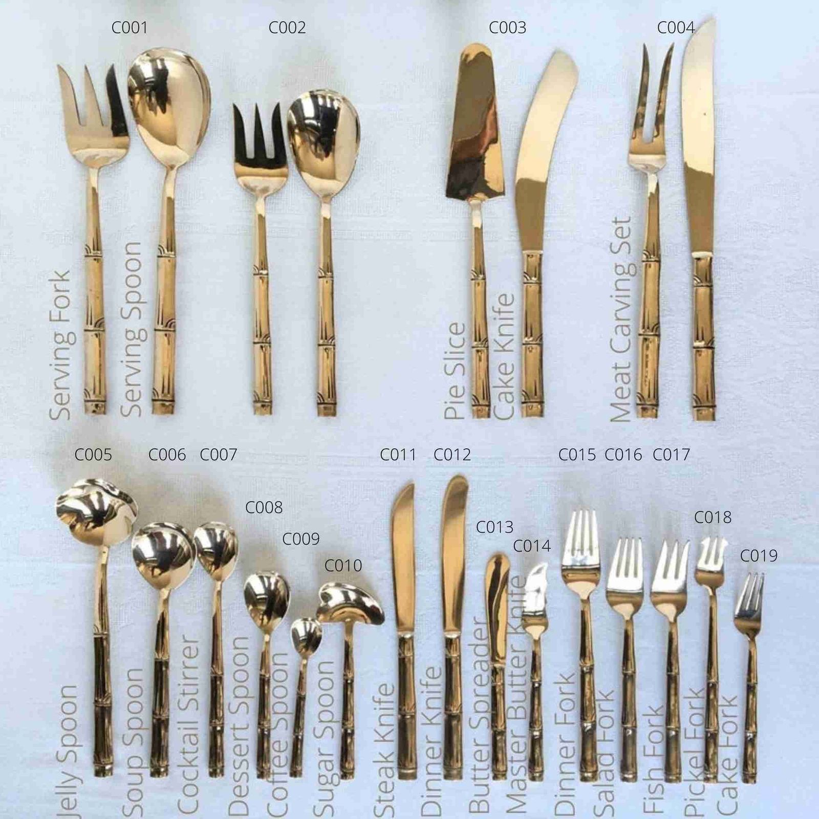 Messing Bestekset Bamboo | 12 Delig Voor 6 Personen | Opgepoetst photo vinterior