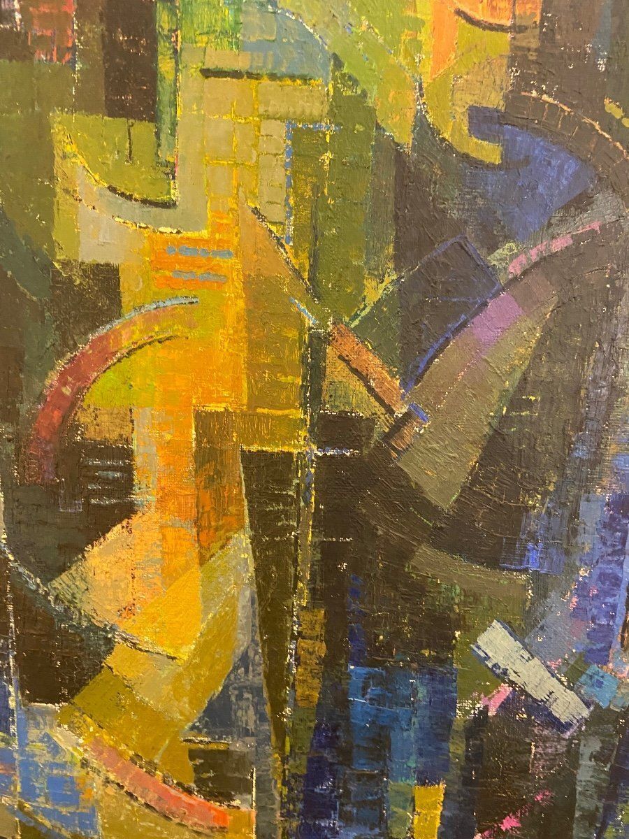 Cubist Composition By Alfred Vachon, Oil On Canvas, 1961 photo Art