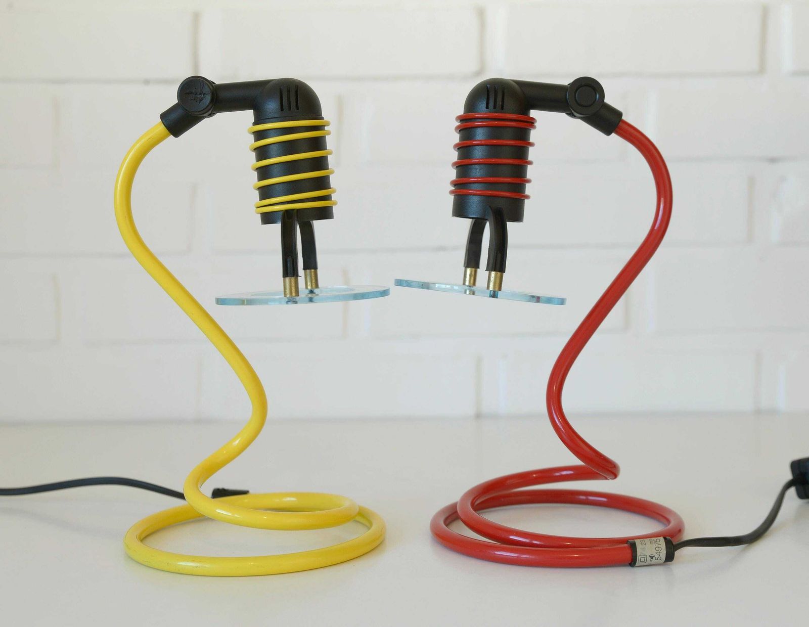 Vintage Desk Lamp / Set Of 2 / Colorful Memphis Style / Esto Austria 1990's / Retro Table Light / Cool Lamp / Yellow Bedside Lamp / Red Lamp photo 233.0