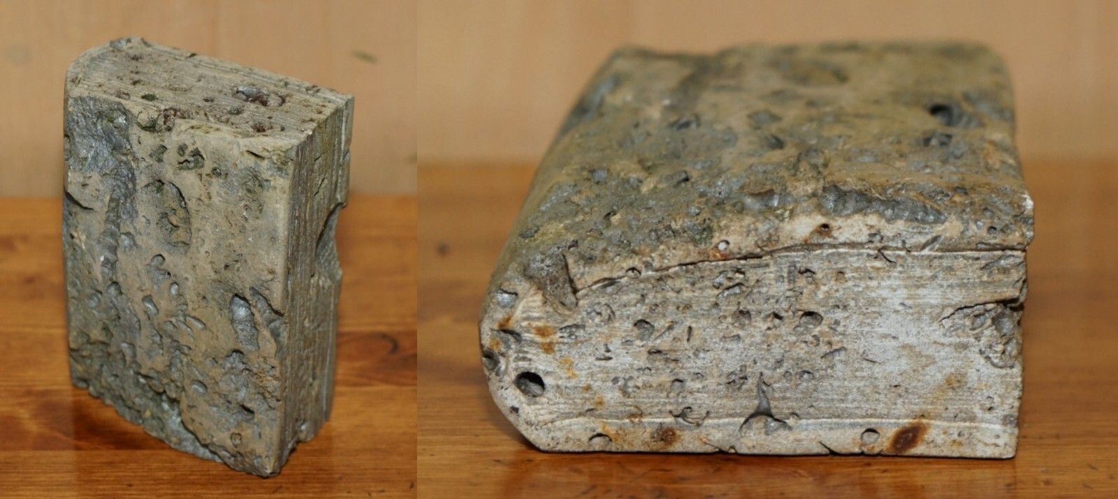 Sulpted Rough Cut Antique Library Book Carved From Rock Part Of A Large Suite