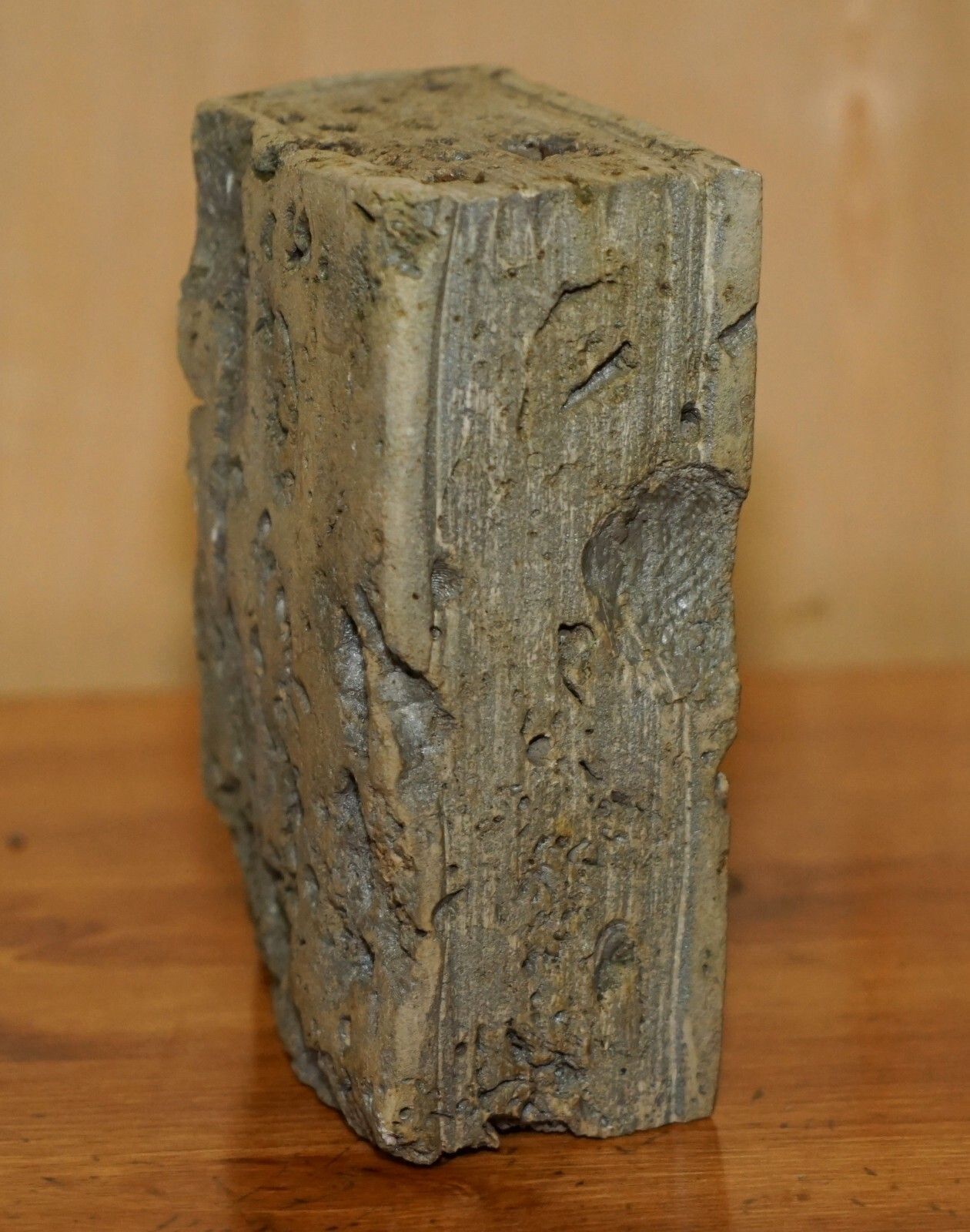 Sulpted Rough Cut Antique Library Book Carved From Rock Part Of A Large Suite photo vinterior