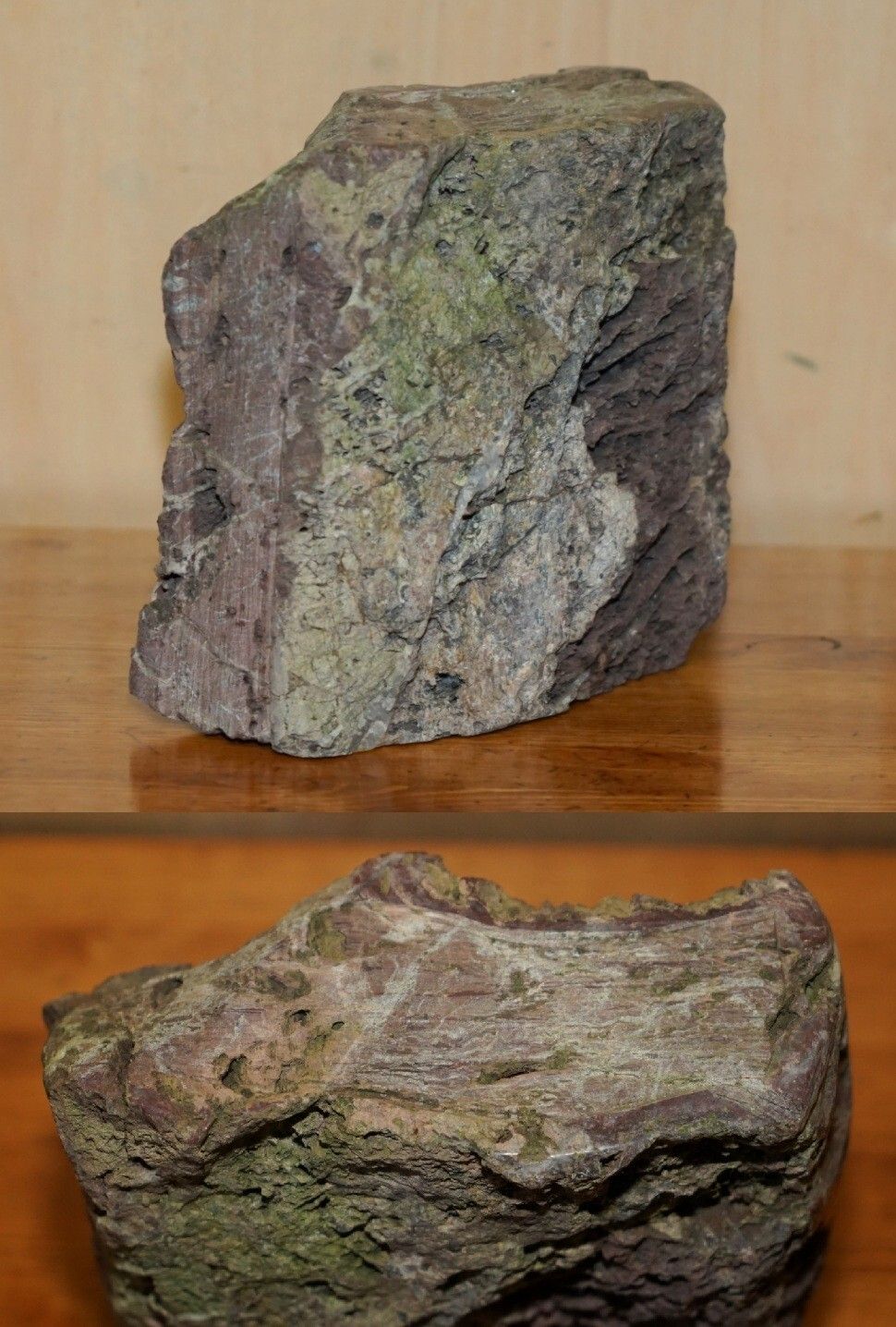 Oranely Sulpted Antique Library Book Carved From Rock Of A Very Rustic Part Set
