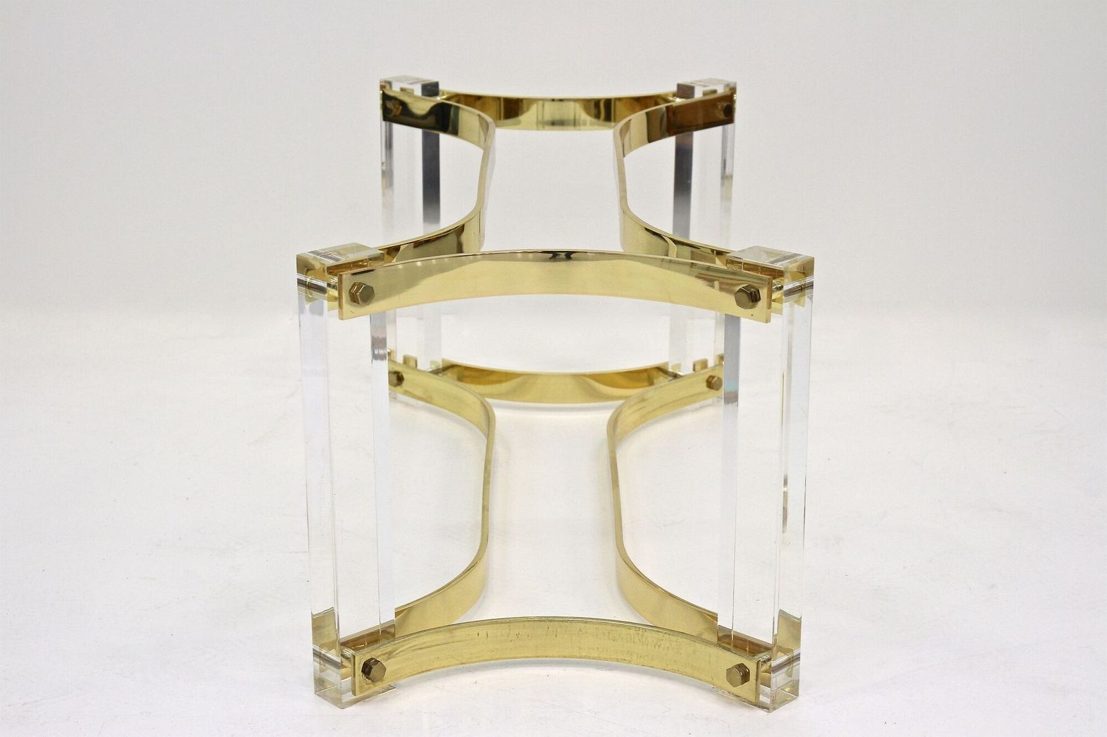 photo vinterior Mid Century Lucite/ Brass Coffee Table By A. Albrizzi, Gilt Brass, It Ca. 1970