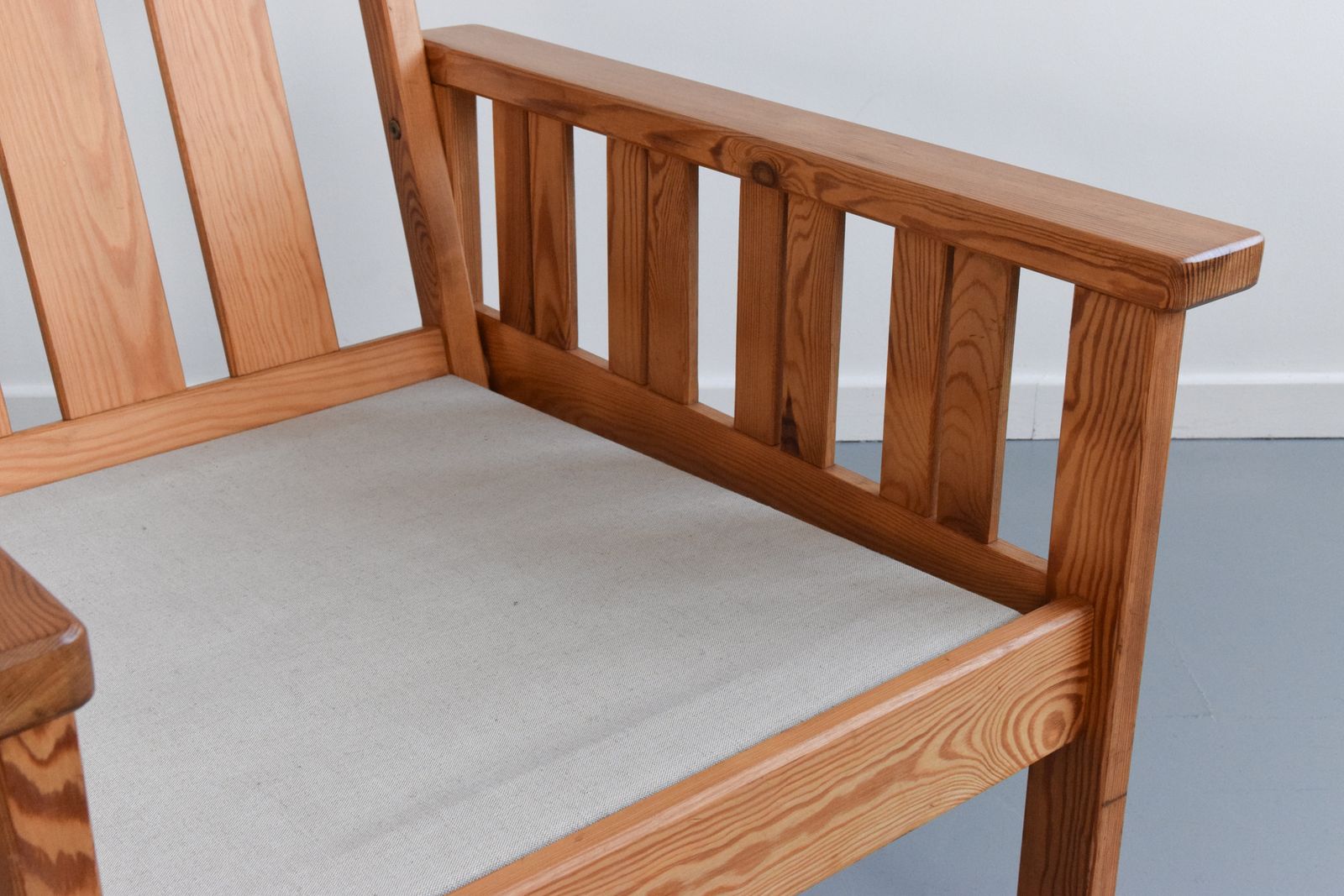 Vintage 1980s Ikea Arboga Pine Arm Chair With Upholstered Seats photo for sale