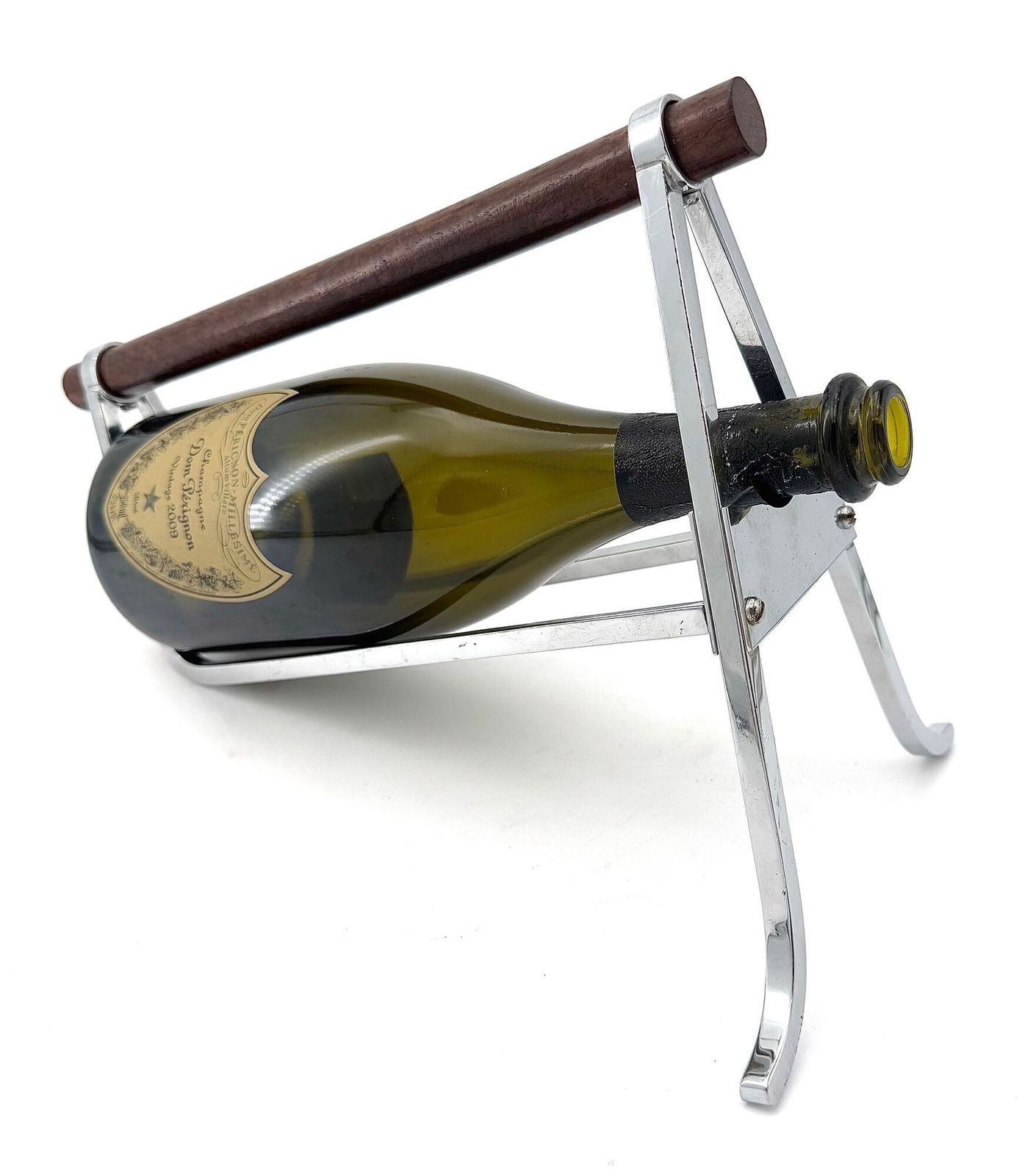 A 1950s Jaques Adnet Chrome And Rosewood Bottle Holder For Christolfe photo 780.0