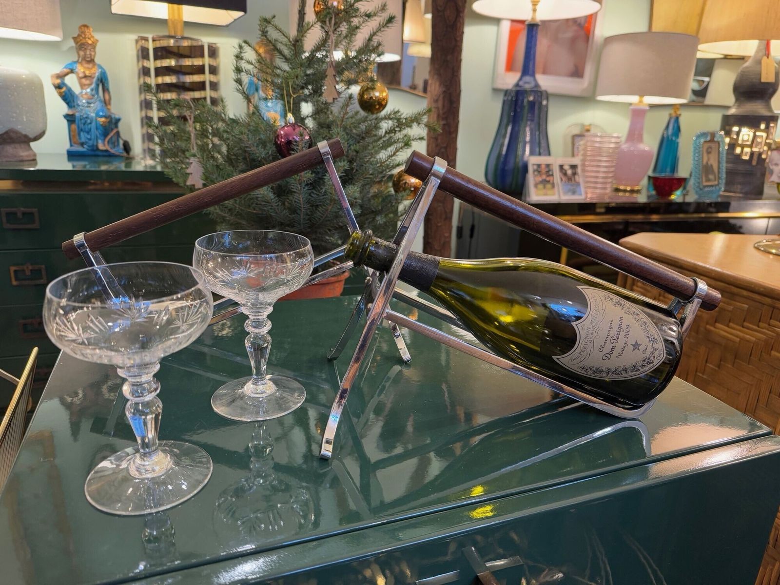 photo furniture A 1950s Jaques Adnet Chrome And Rosewood Bottle Holder For Christolfe