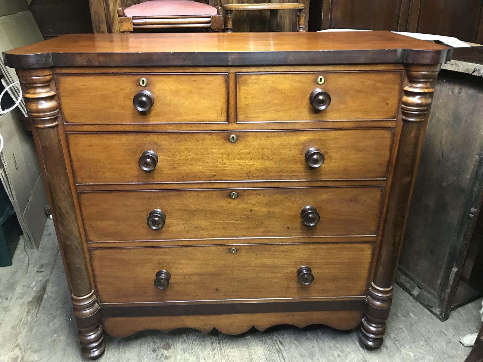 Large Victorian Mahogany Chest Of Drawers . photo 695.0