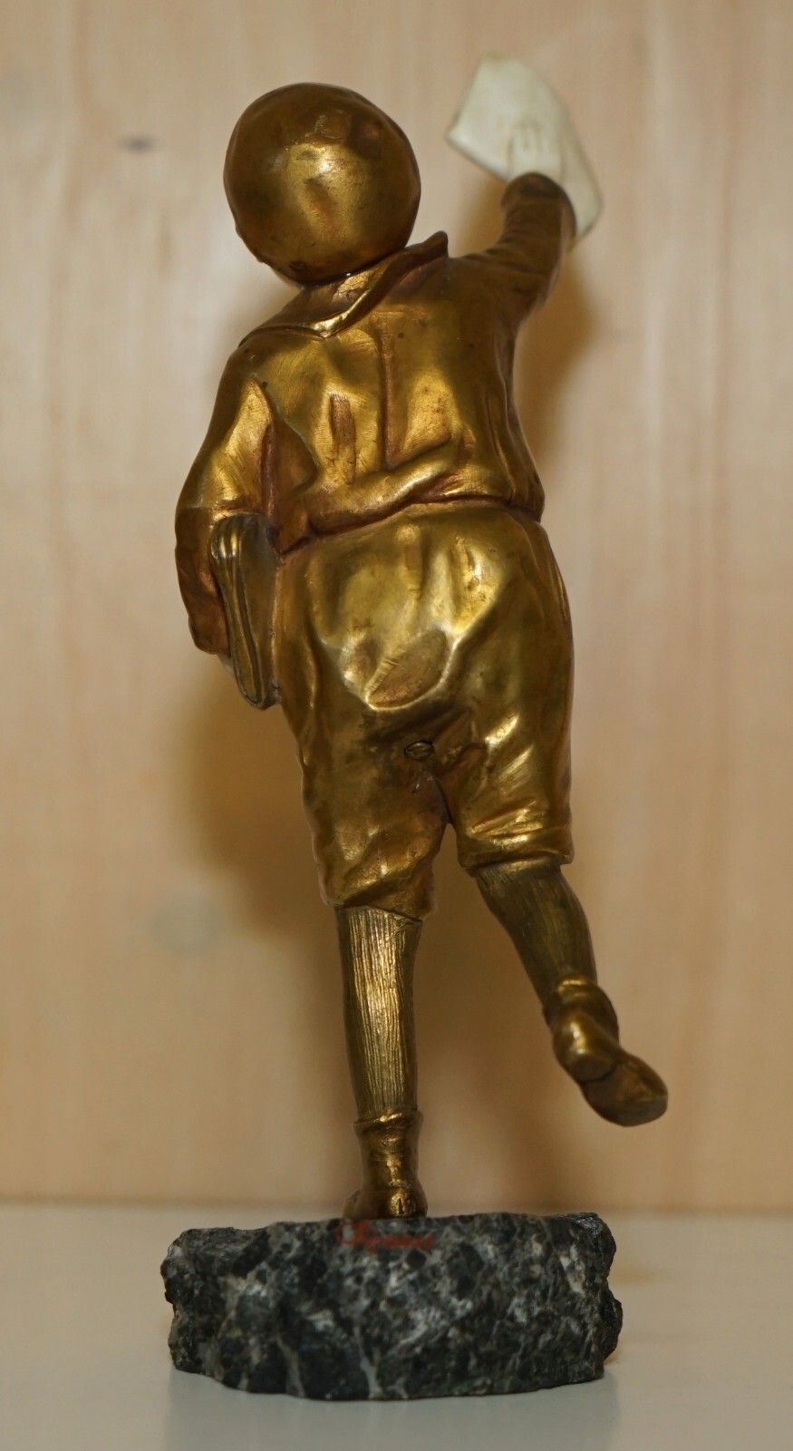 Art 19th Century Gold Gilt Bronze Demetre H Chiparus Signed Newspaper Boy Statue photo