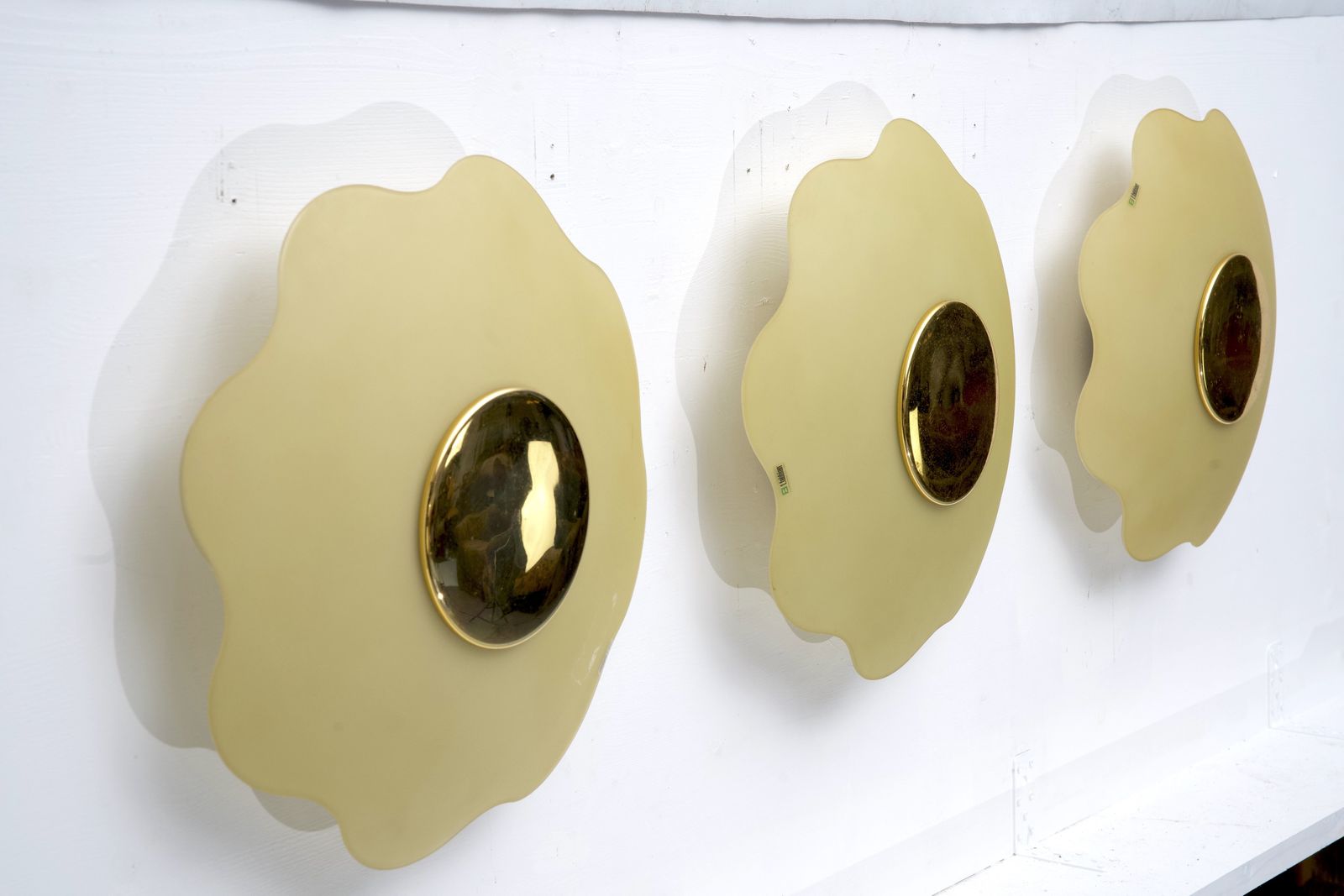 Set Of Three Wall Lamps By Fabbian In Murano Glass And Brass. Italy 1970s photo 2730.0