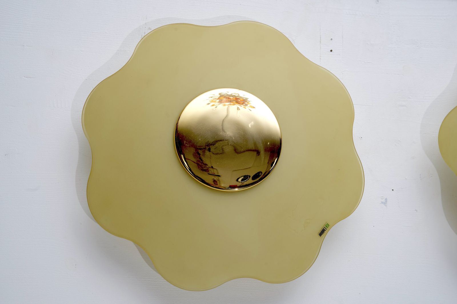 Set Of Three Wall Lamps By Fabbian In Murano Glass And Brass. Italy 1970s photo buy