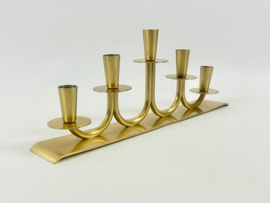 Swedish Brass Candleholder By Walter Andersson For Ystad Metall, 1950s