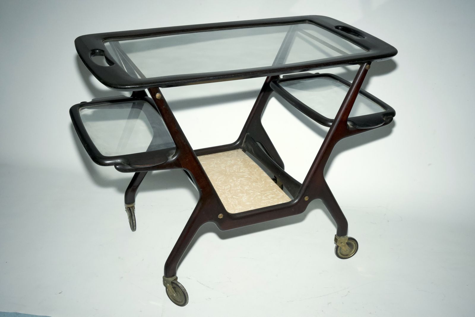 1157.0 Mid Century Wooden Bar Cart By Cesare Lacca, Italy, 1950s photo