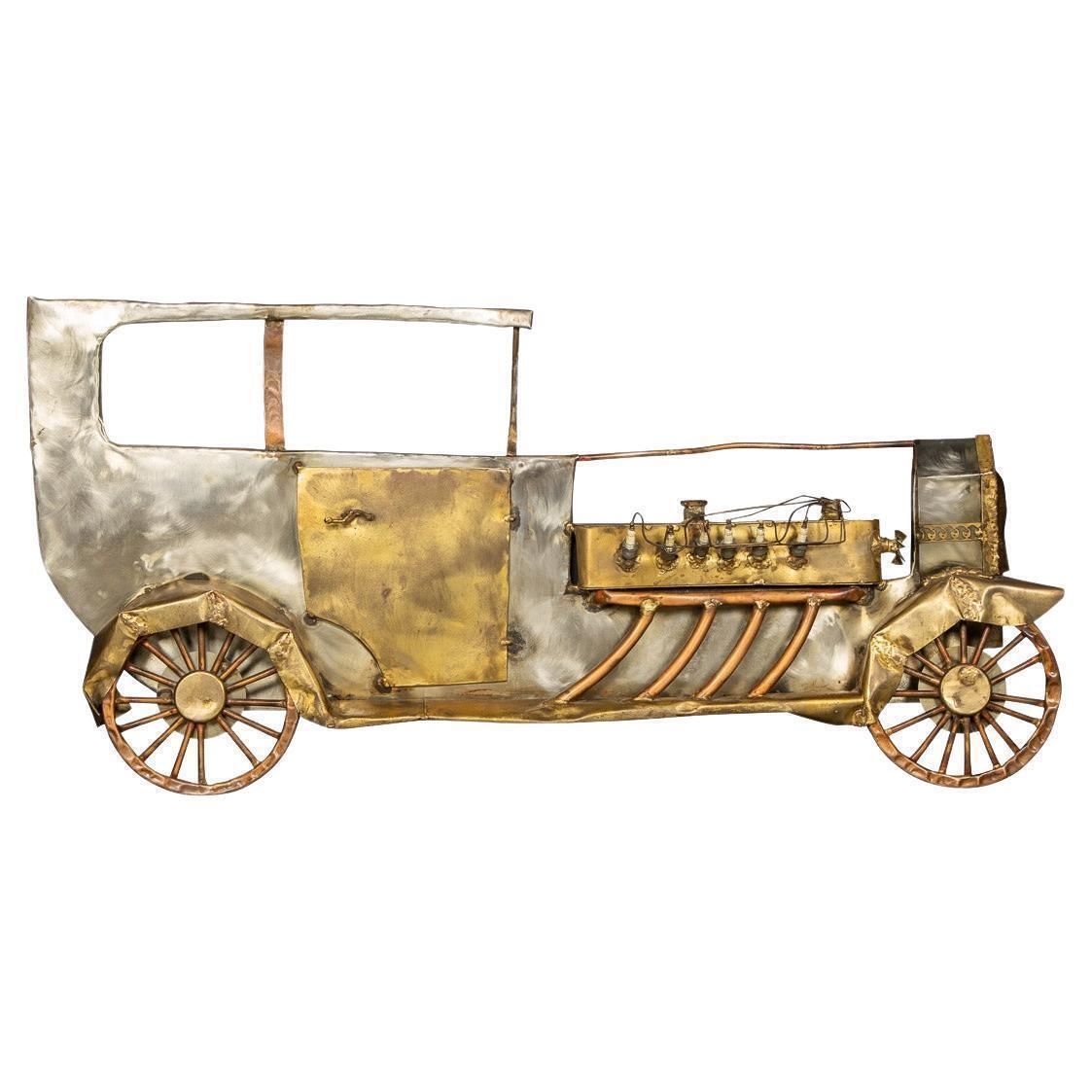 20th Century Italian Mix Metal Wall Art Car, C.1970
