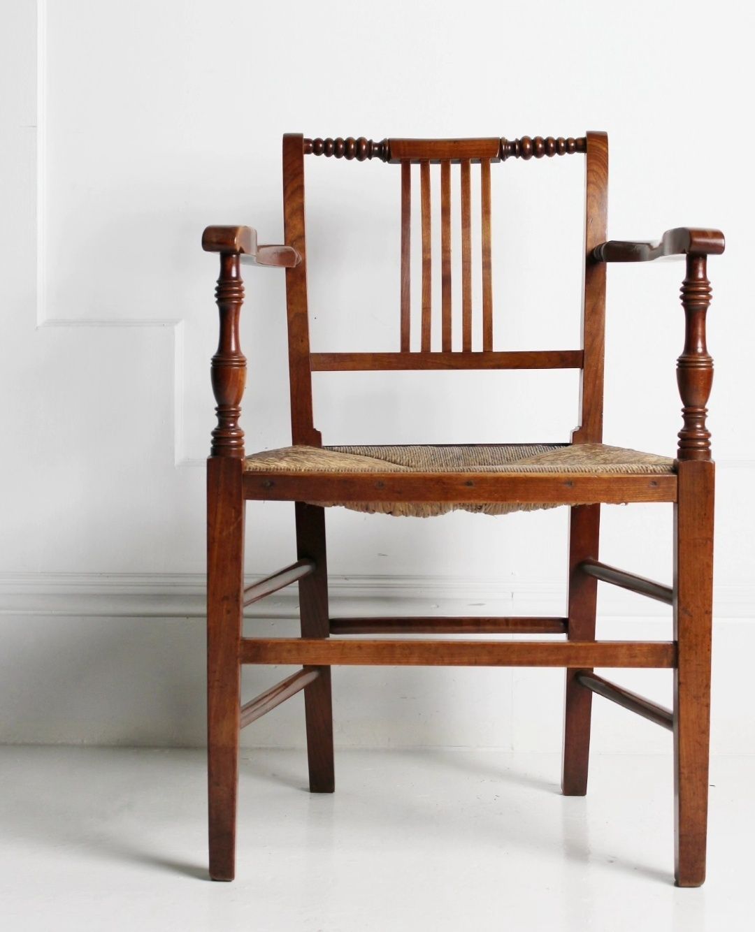 Cherrywood Rush Seated Armchair C.1840 photo for sale
