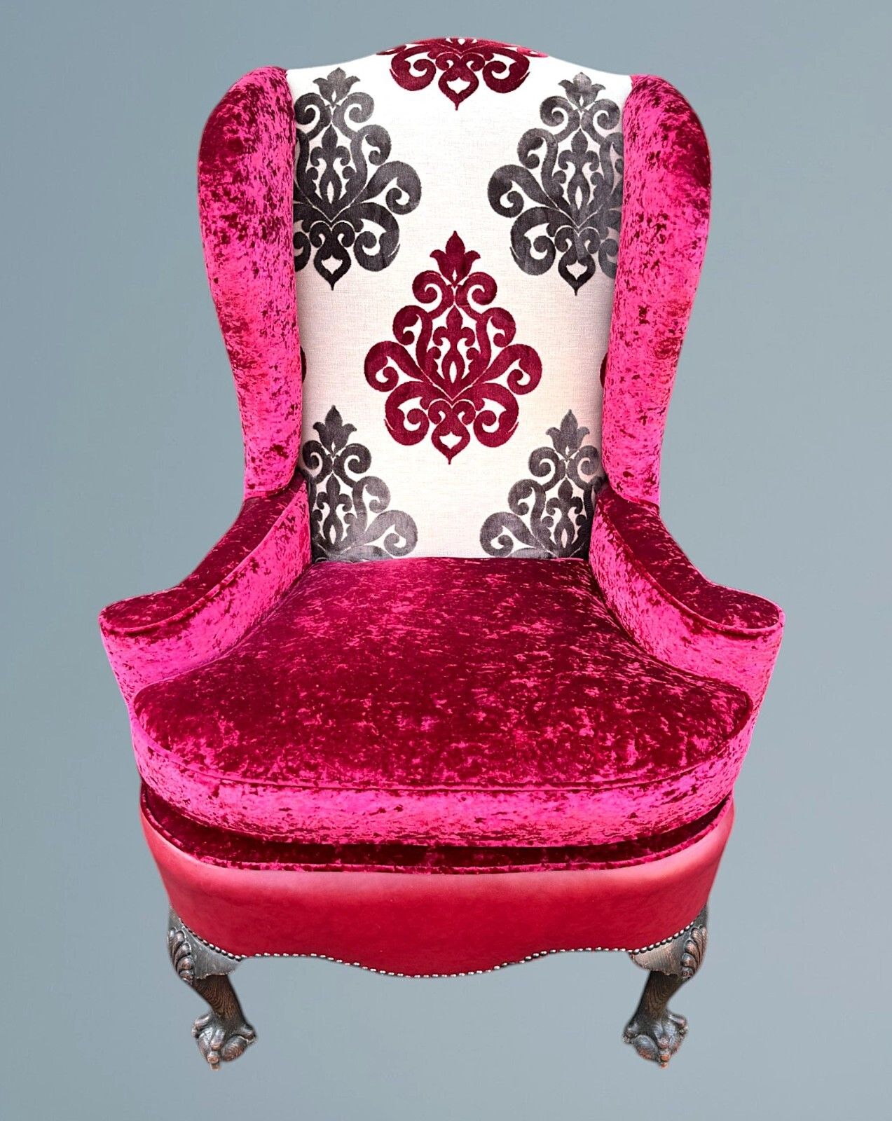 Oak Queen Anne Style Wing Chair
