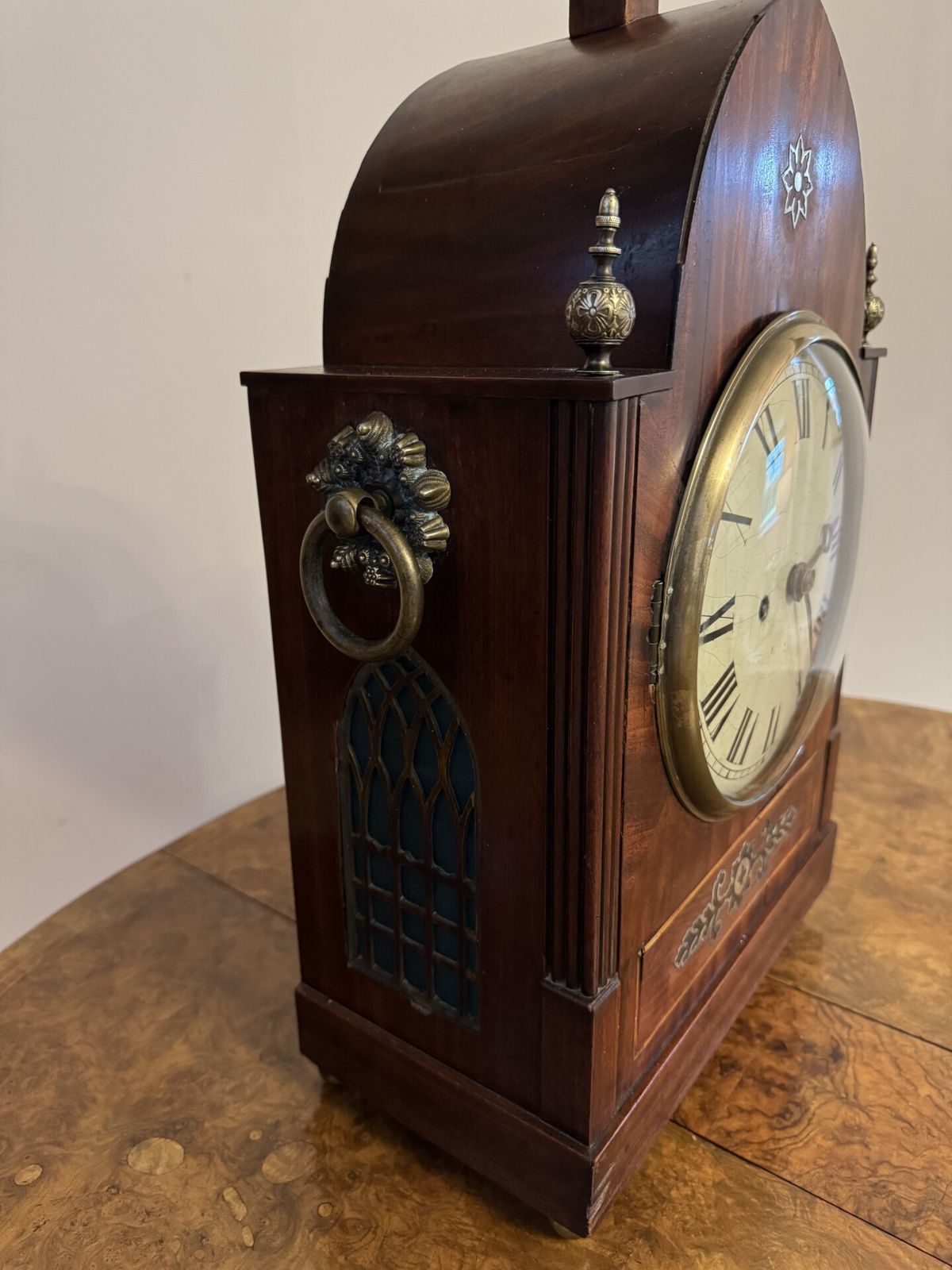 Outstanding Quality Large Antique Regency Mahogany Brass Inlaid Bracket Clock photo for sale