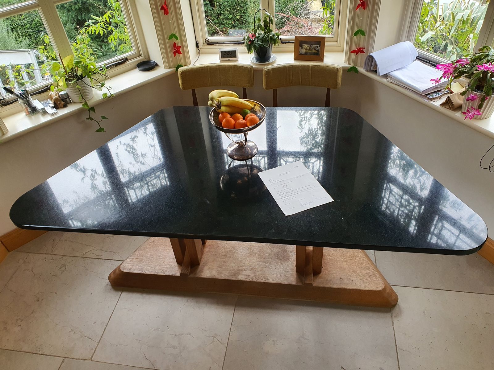 Bespoke Contemporary Light Oak And Black Granite Kitchen Table By Petter Southall Of Itre