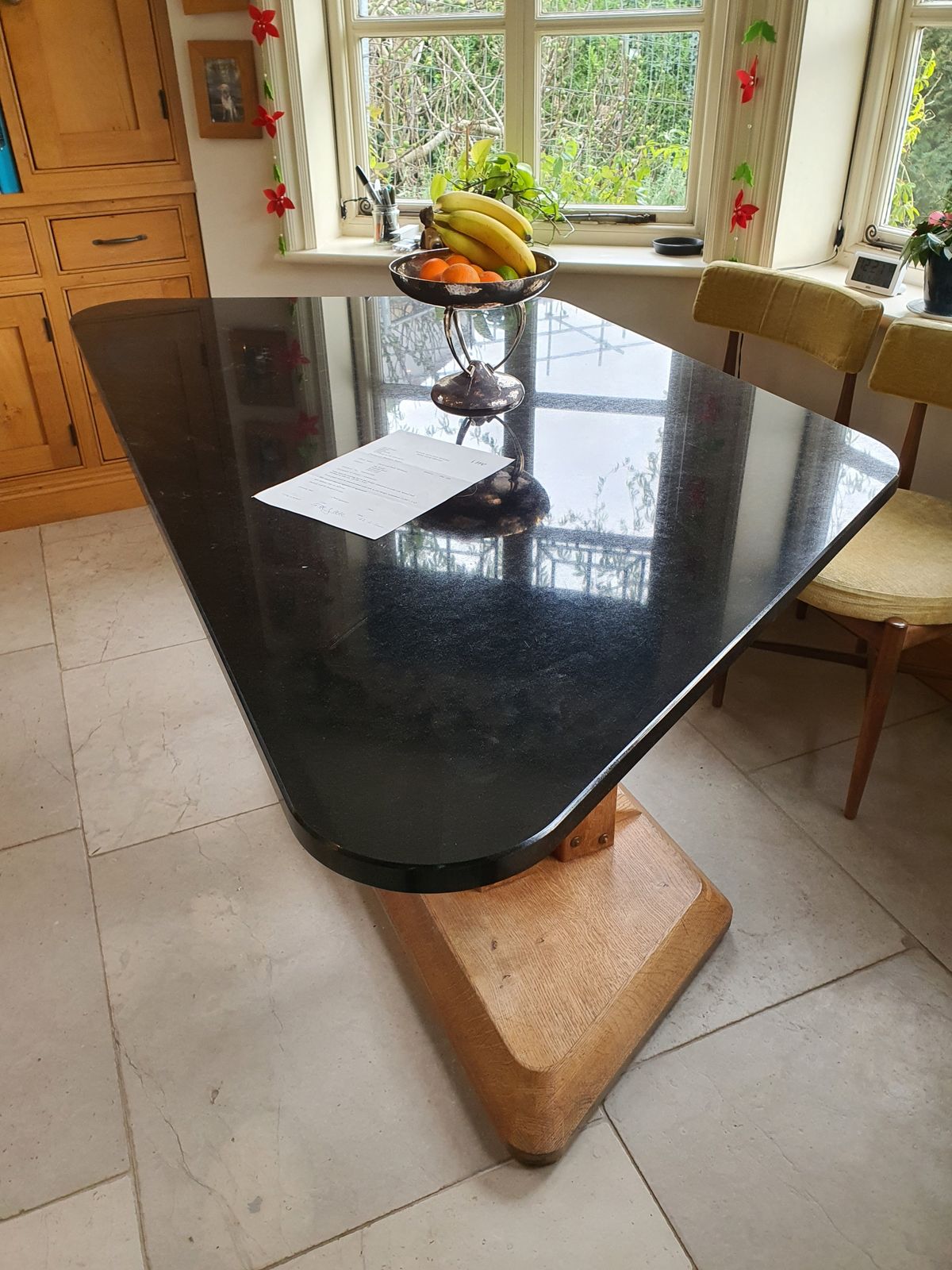 Bespoke Contemporary Light Oak And Black Granite Kitchen Table By Petter Southall Of Itre photo for sale