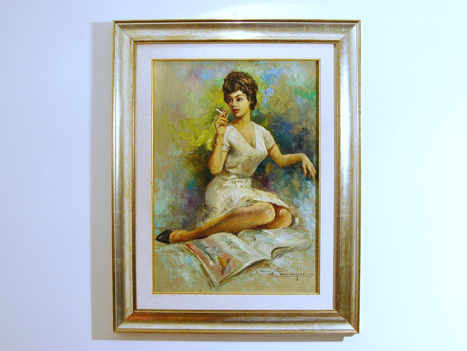 Ermogene Miraglia ( Napoli 1907   1964 ) Oil On Canvas / The Smoking Girl