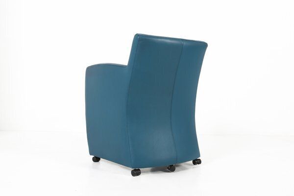 632.0 Vintage Lounge Chair In Blue Leather From Leolux, 1990s photo