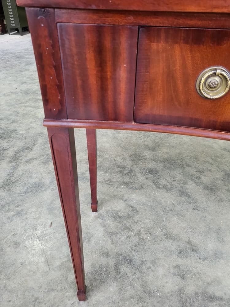 Antique Repro Mahogany Serpentine Sideboard Serving Table Drawer Fluted Legs photo 275.0