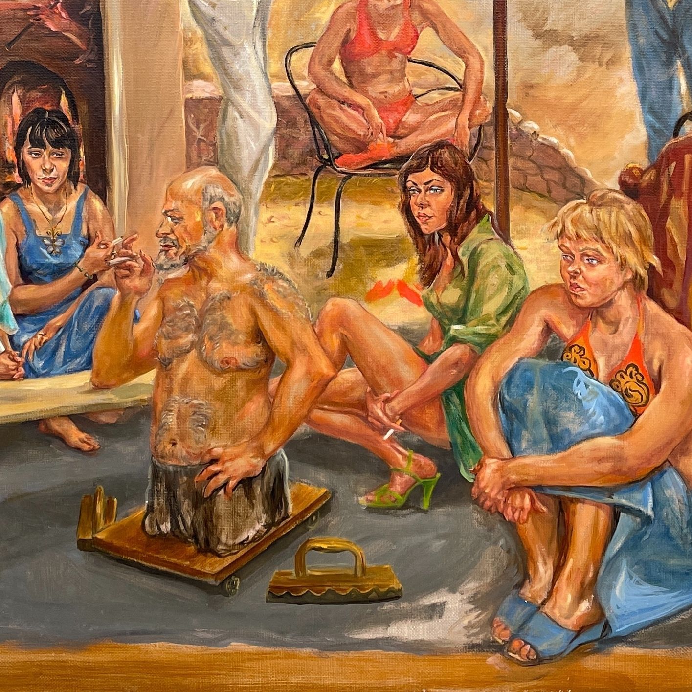 "The Party" Huge Oil On Canvas. Dmitry Gordeyev (1940 2011). Russian Artist. photo 780.0