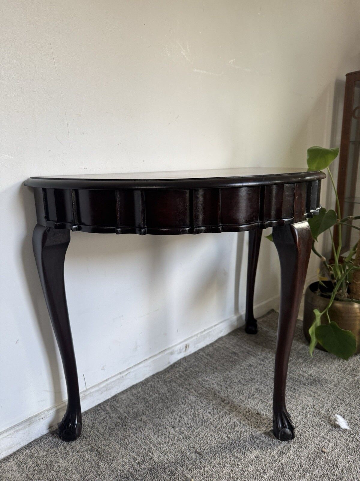 Mid Century Retro Vintage Console Hallway Half Moon Table photo vintage
